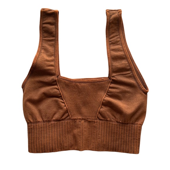 •SOLD• Free People Movement Square Neck Good Karma Bra in Brown Motif Size XS/S - Picture 3 of 7
